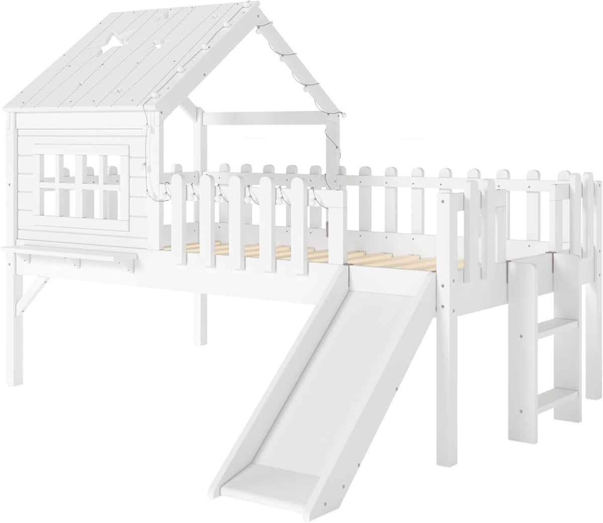 Premium Solid Wood Twin XL Loft Bed With Sliding Rails