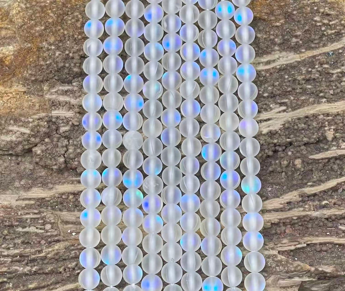 Matte Mermaid Glass Beads aka Mystic Aura Quartz, Round 6mm 8mm