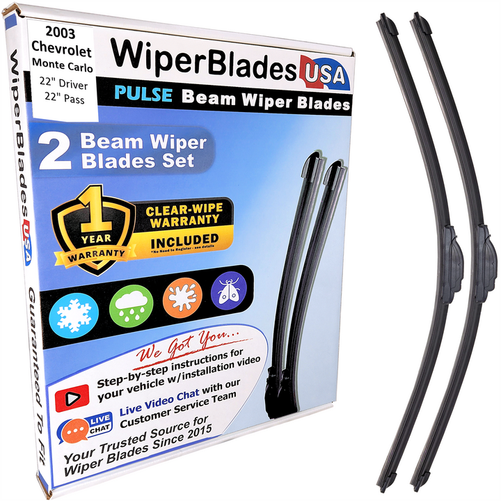 2003 Chevrolet Monte Carlo Wiper Blades w/1yr Wear Warranty (Set of 2) Wipers