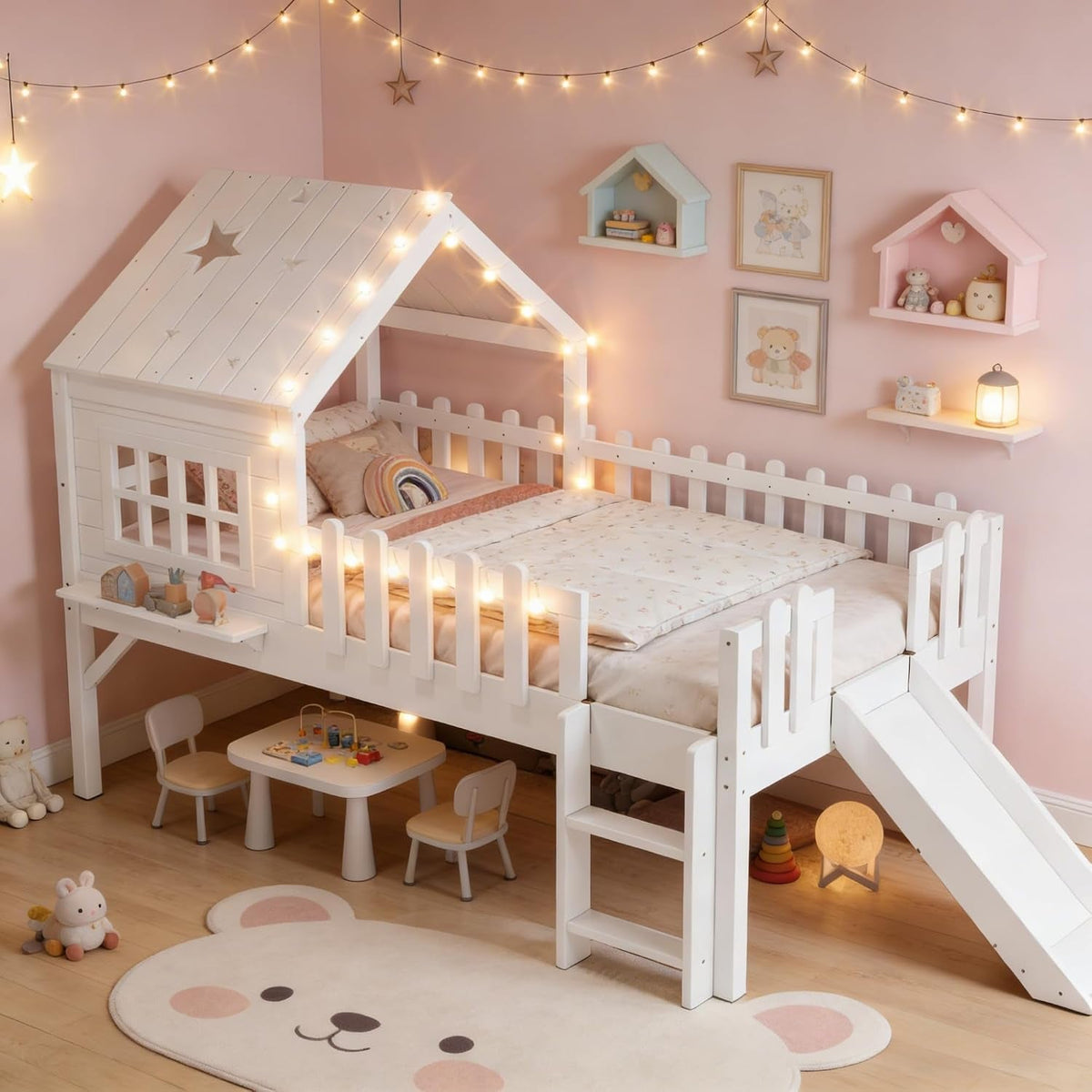 Premium Solid Wood Twin XL Loft Bed With Sliding Rails