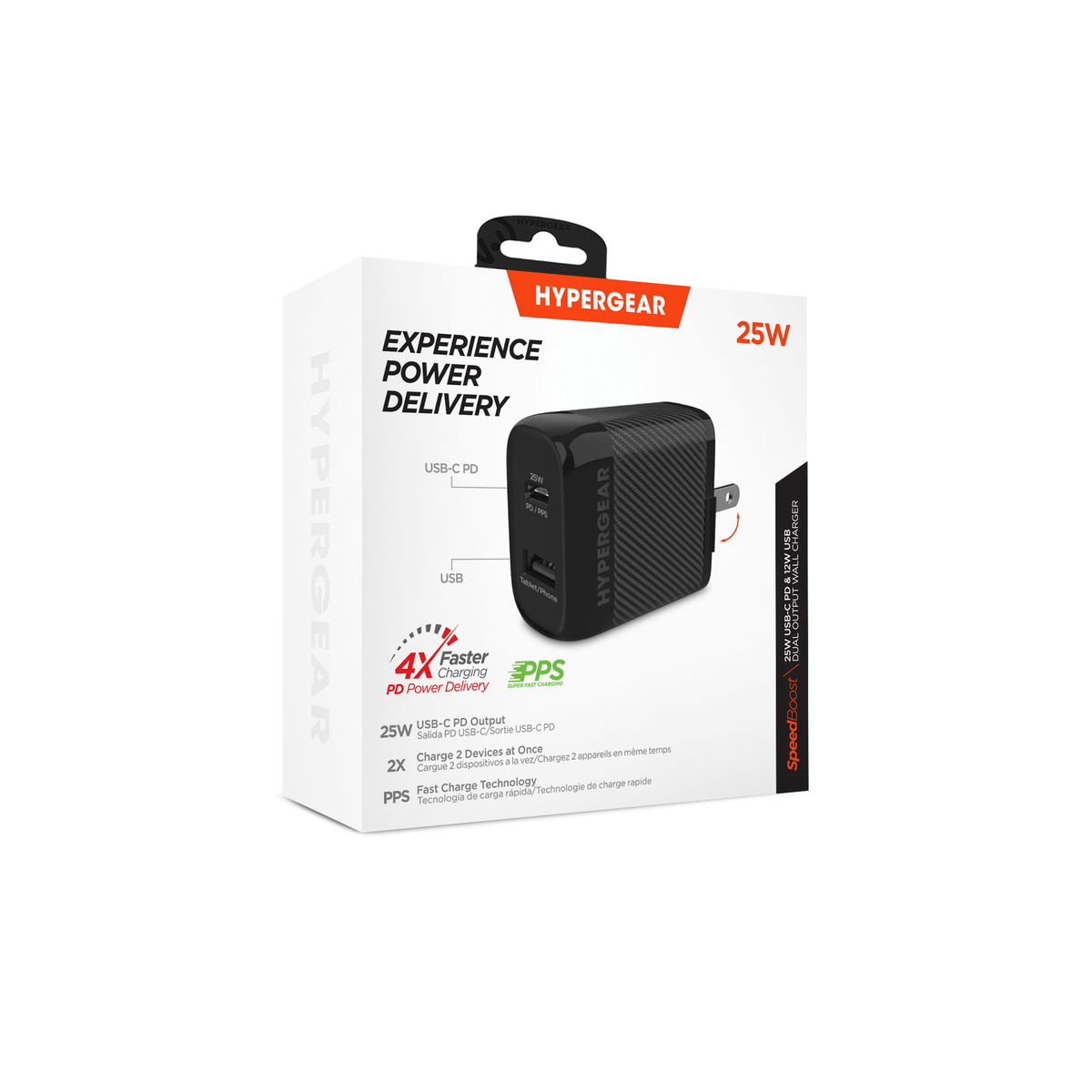 HyperGear SpeedBoost 25W USB-C PD + 12W USB Fast Wall Charger with PPS